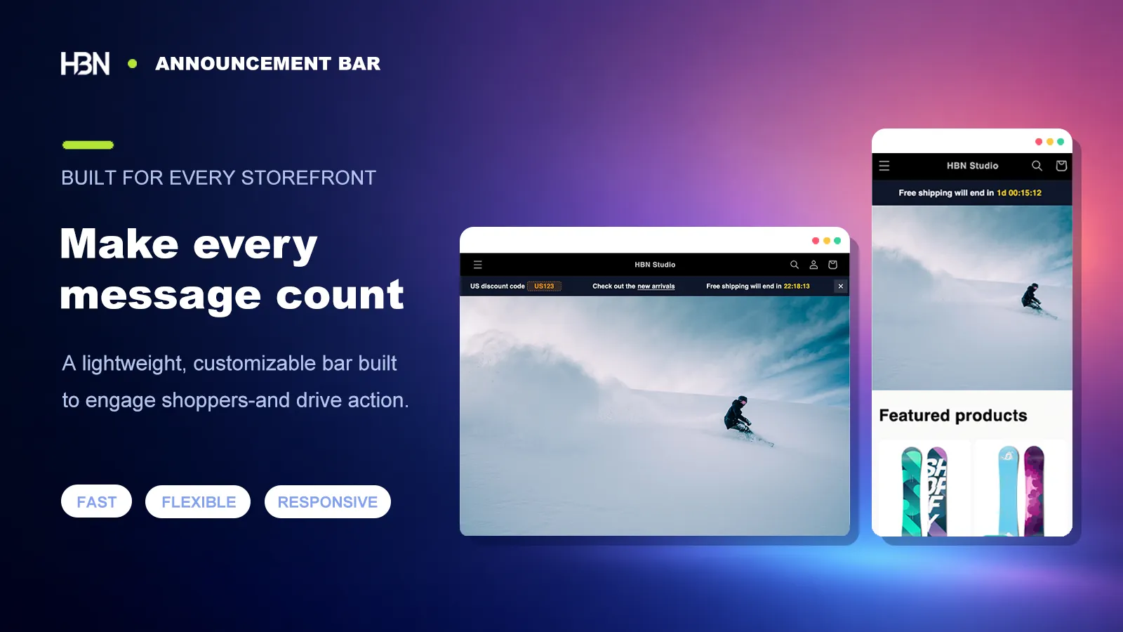 HBN Announcement Bar storefront examples