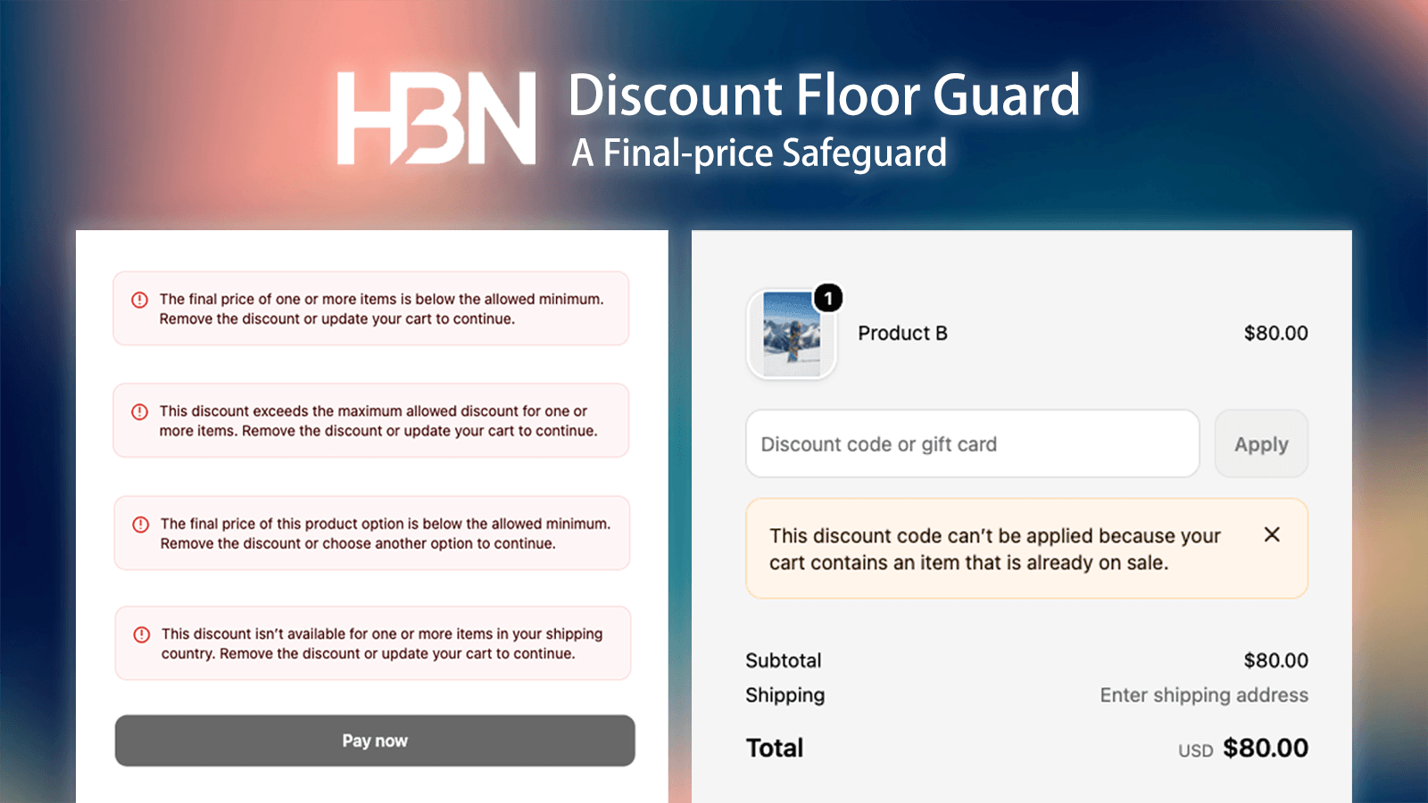 HBN Discount Floor Guard checkout protection examples